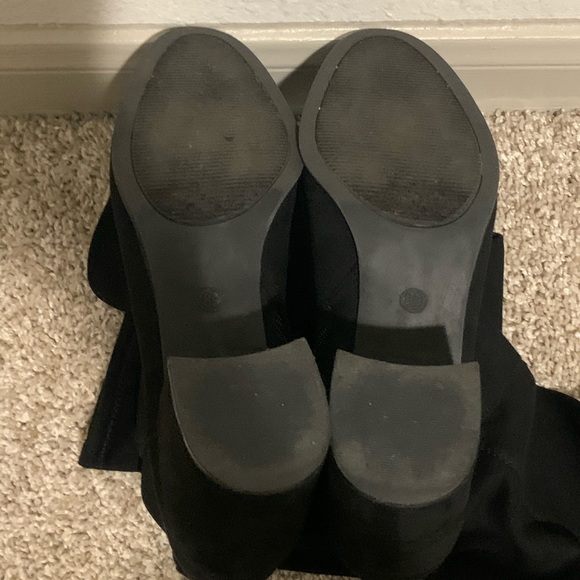 Black Suede Over The Knee Chunky Heel Boots 8.5 - Picture 9 of 9